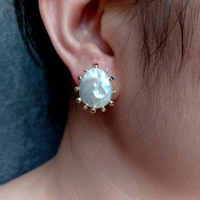 Cultured White Pearl Stud Earrings