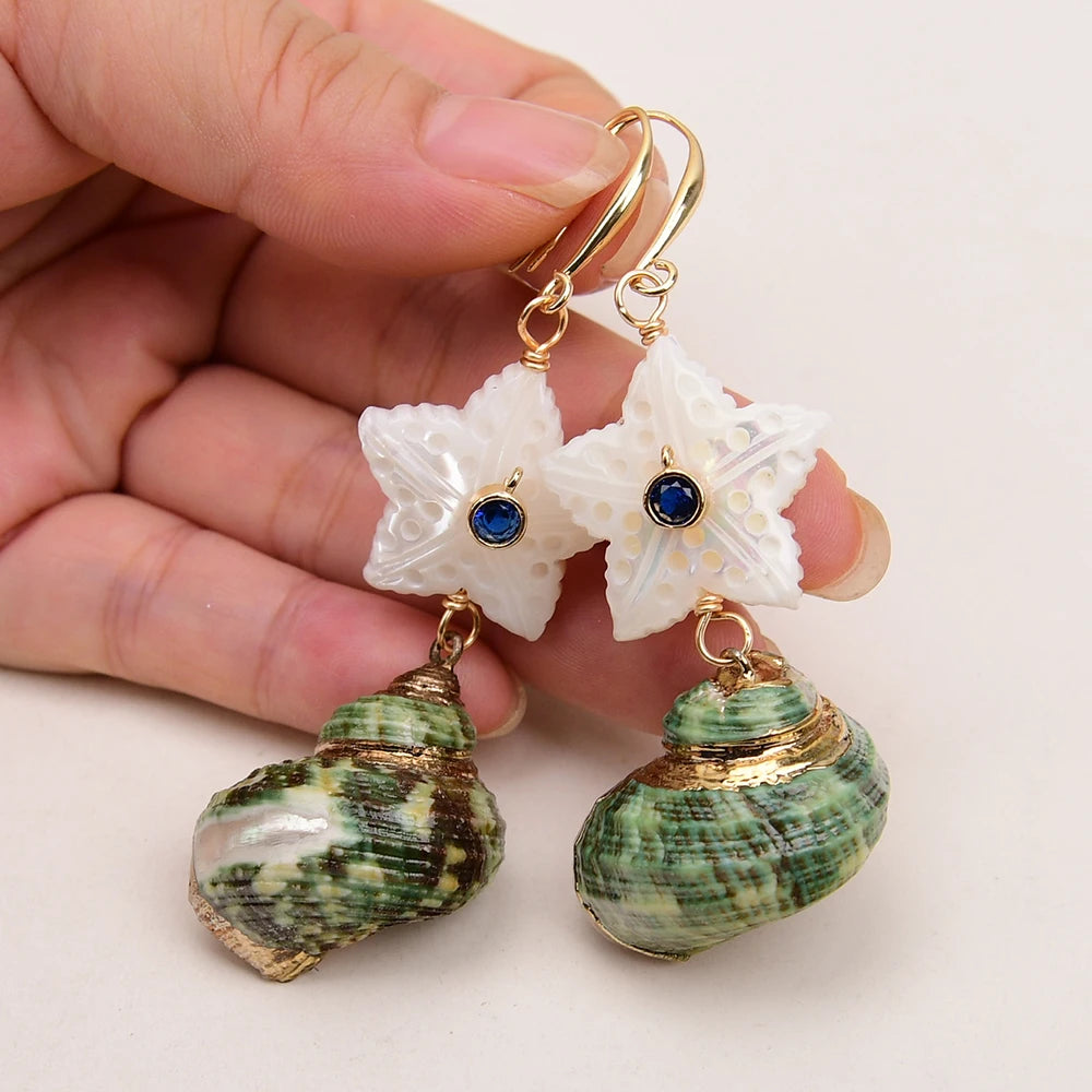 Natural Green Seashell Earrings