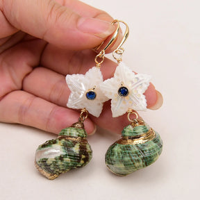 Natural Green Seashell Earrings