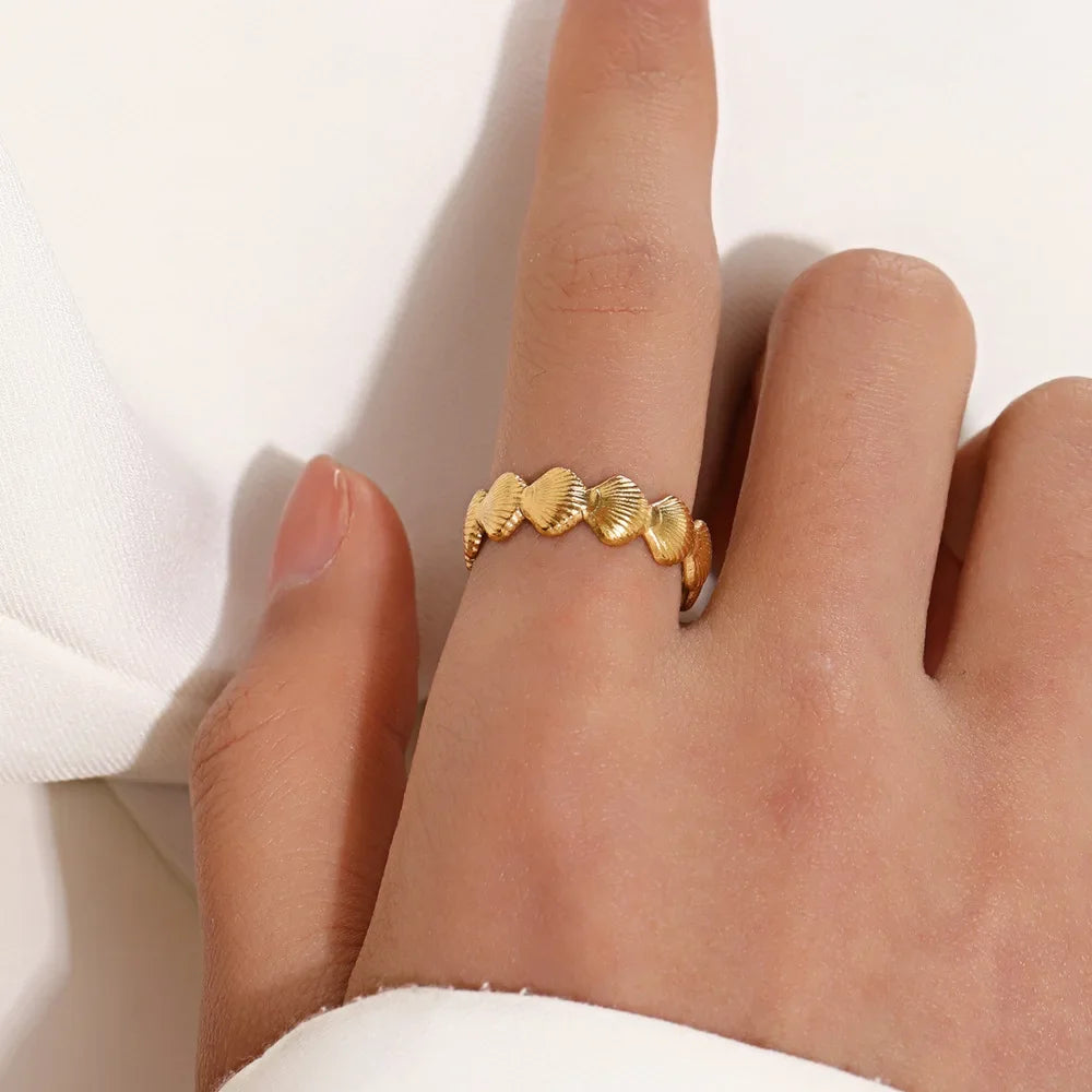 Adjustable Gold Shell Ring