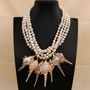 Premium Pearl and Snail Shell Necklace