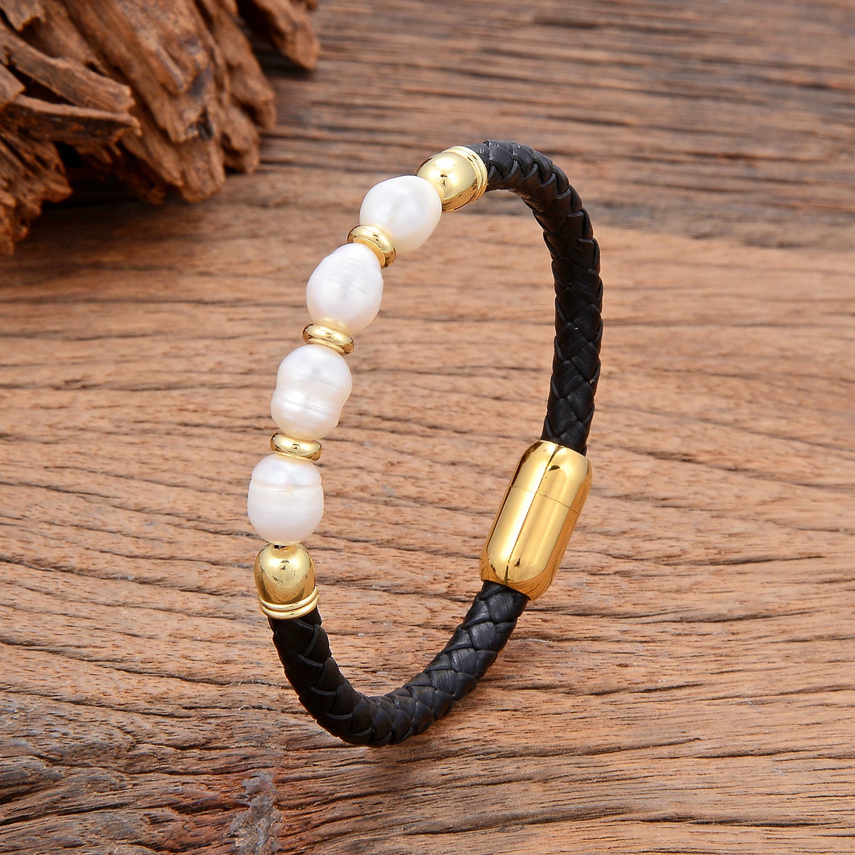 Leather Pearl Bracelet