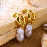 Gold Conch Stud Earrings