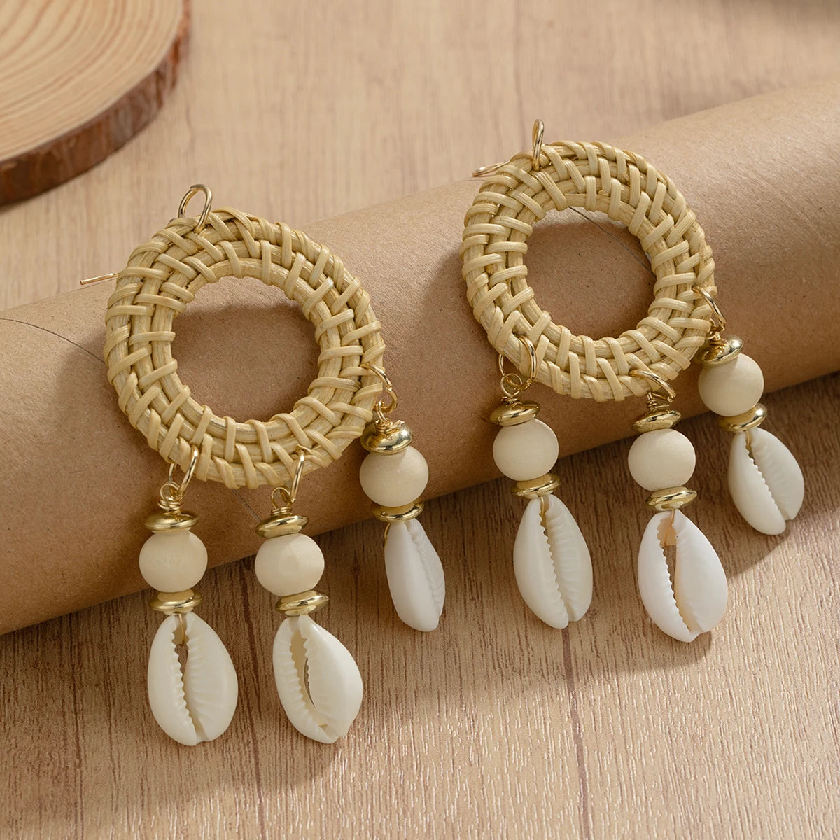 Boho Cowrie Shell Earrings