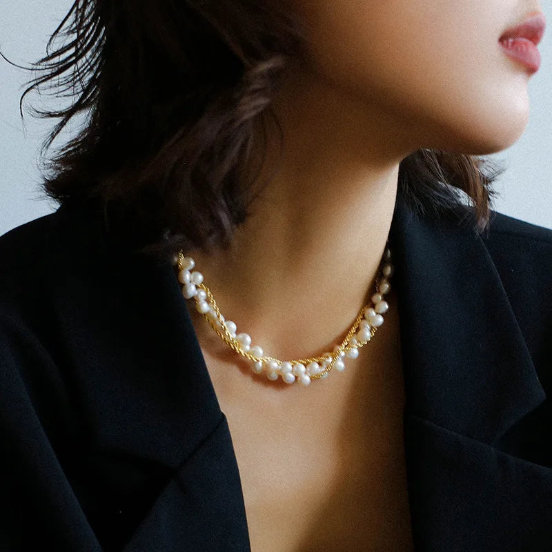 Pearl Brass Necklace