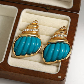 Blue Conch Earrings