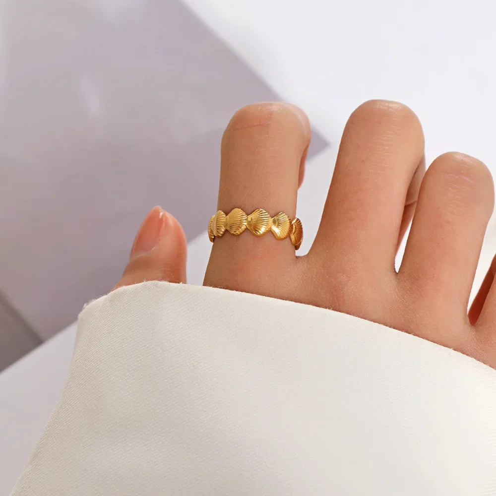 Adjustable Gold Shell Ring