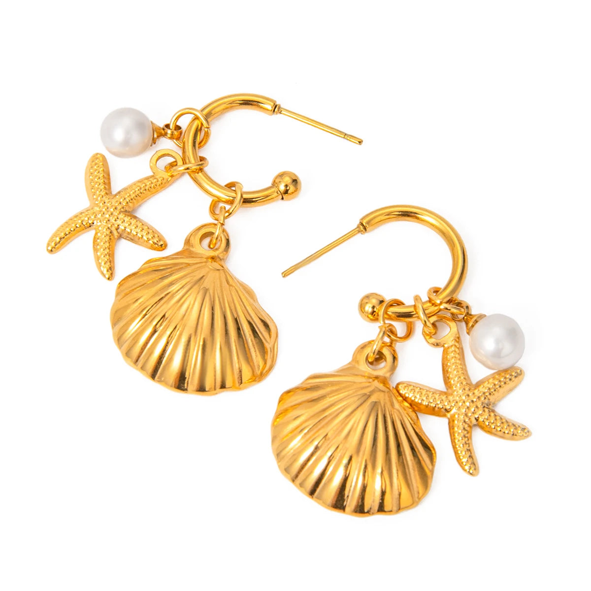 Waterproof Gold Shell Earrings