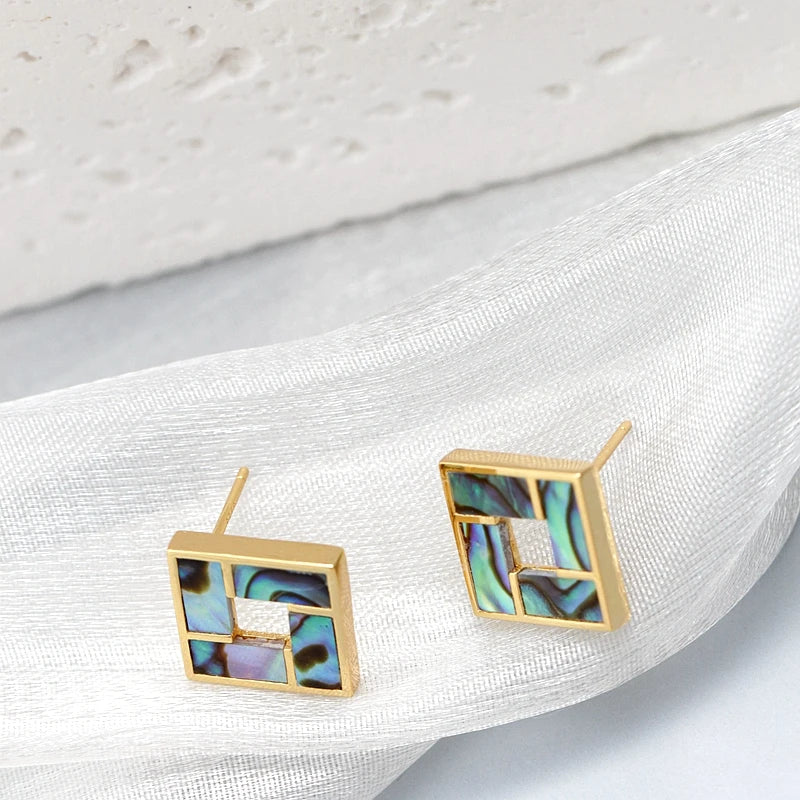 Geometric Abalone Earrings