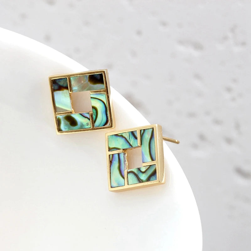 Geometric Abalone Earrings