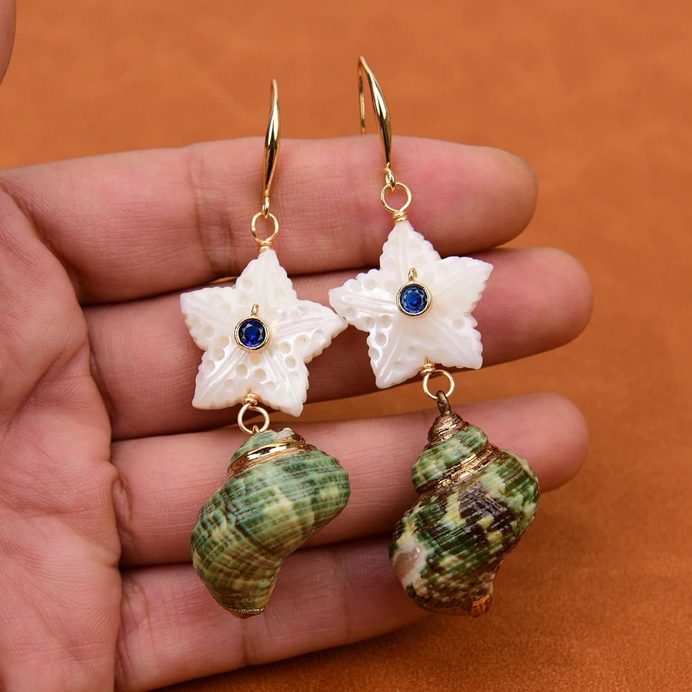 Natural Green Seashell Earrings