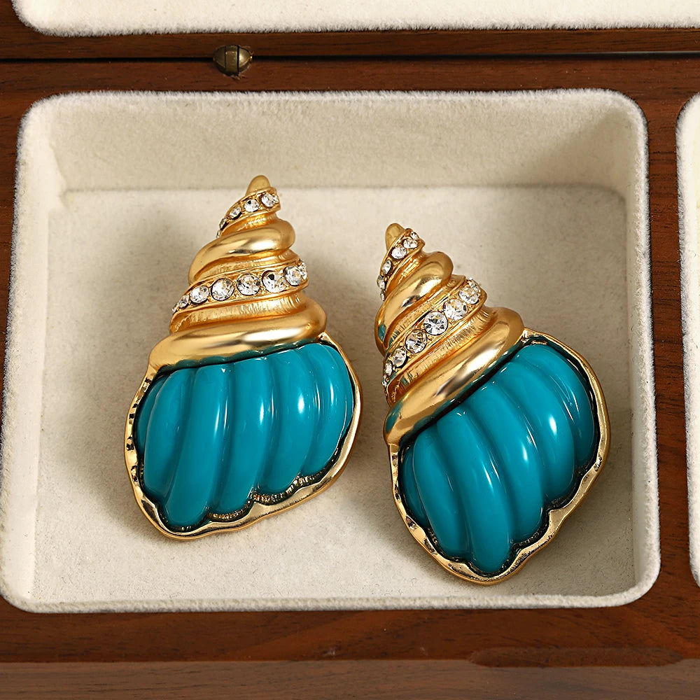 Blue Conch Earrings