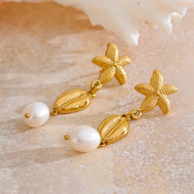 Gold Plated Shell Earrings