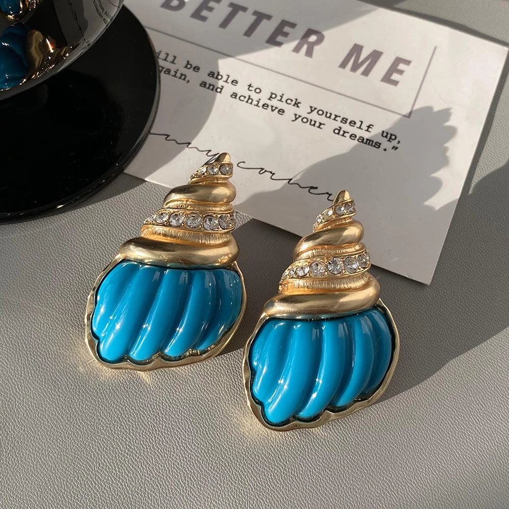 Blue Conch Earrings