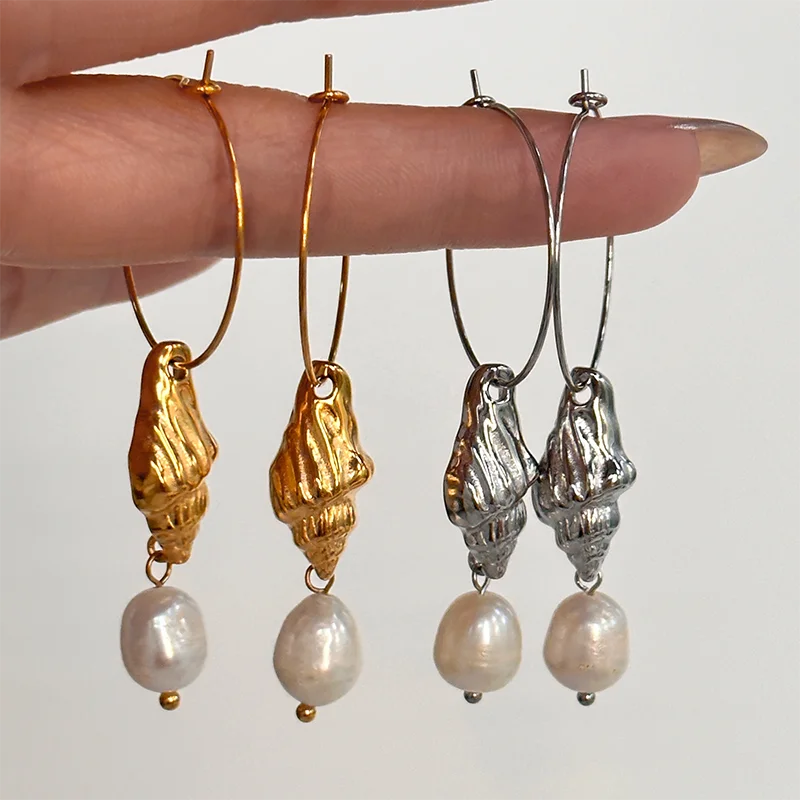 Real Pearl Conch Earrings