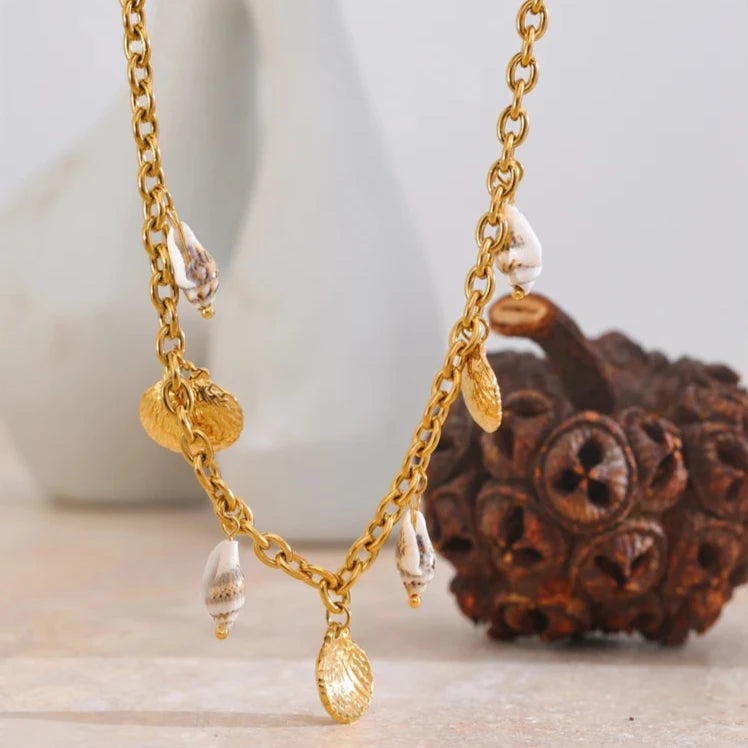 Gold Plated Shell Charm Necklace