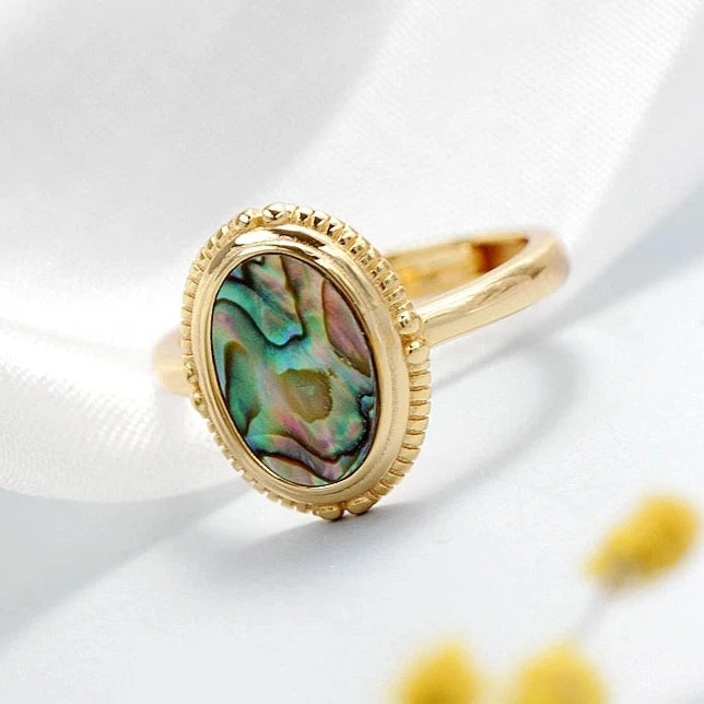 Gold Plated Abalone Shell Ring