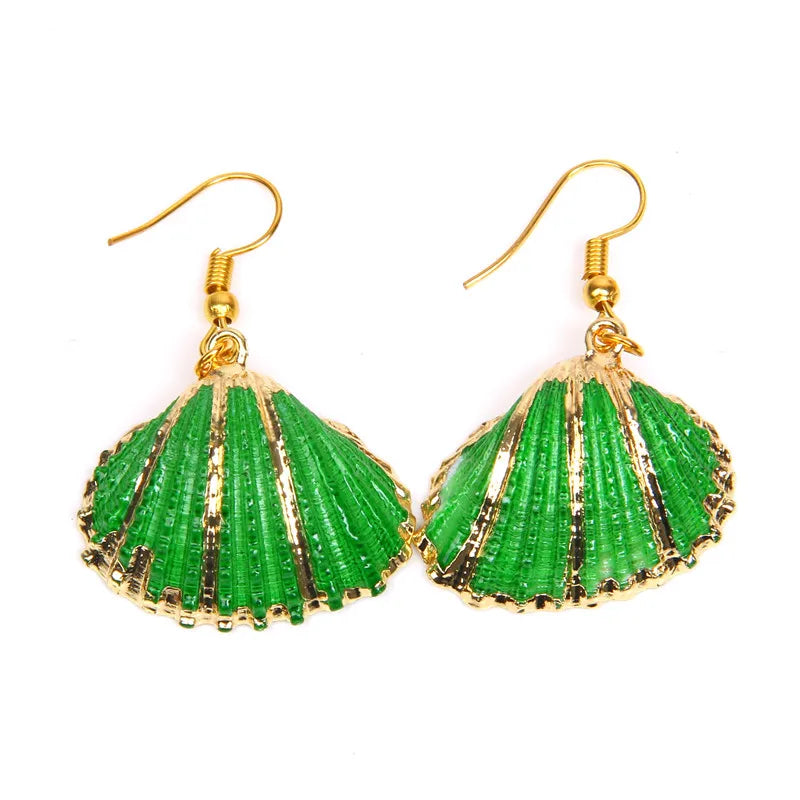 Green Shell Earrings