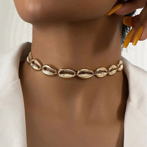 Gold Cowrie Shell Choker Necklace