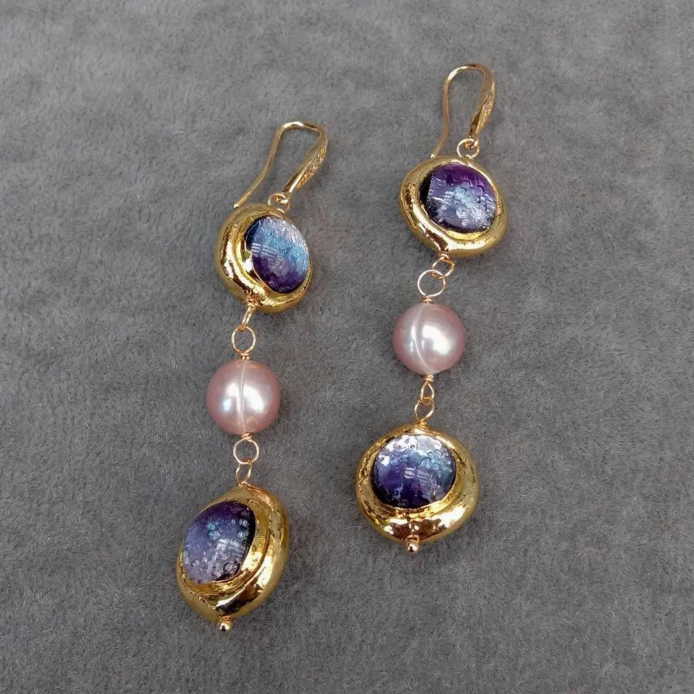 Cultured Pearl and Murano Glass Earrings