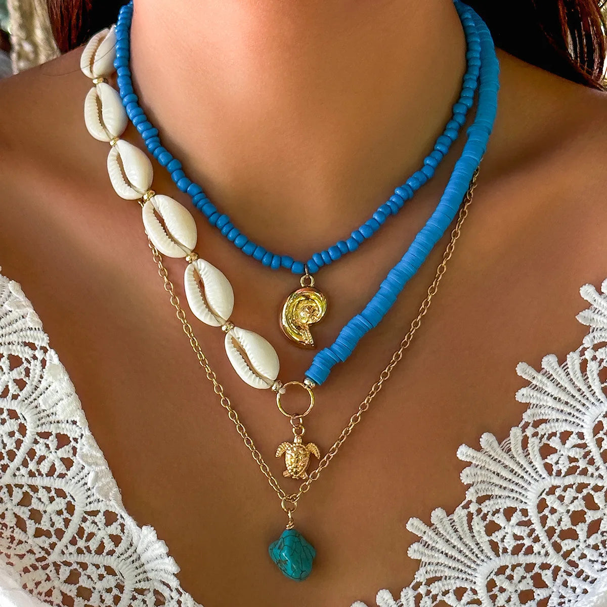 Blue Cowrie Shell necklace