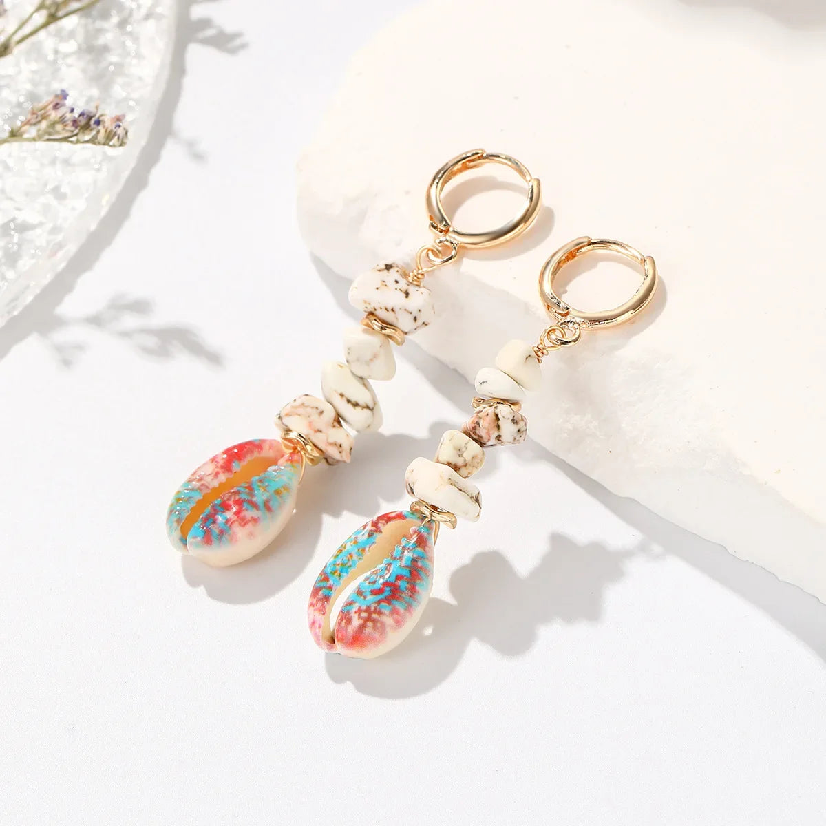 Colorful Cowrie Shell Earrings