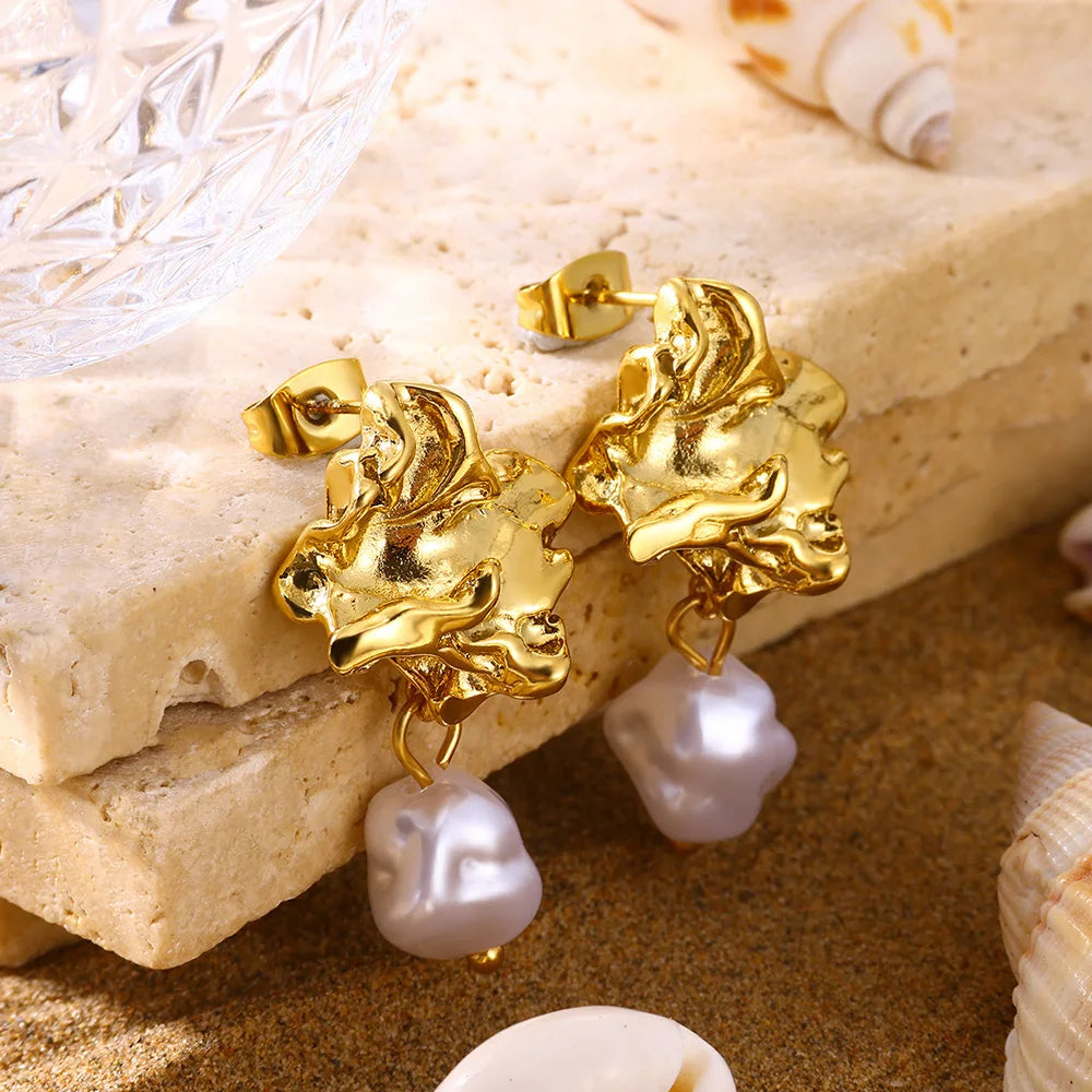 Gold Conch Stud Earrings