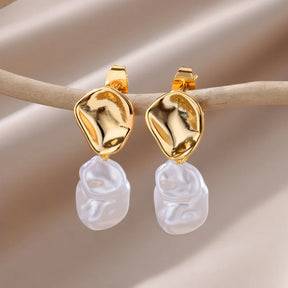 Gold Conch Stud Earrings