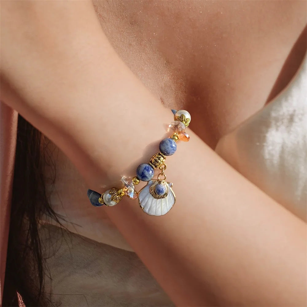 Stones and Shell Charm Bracelet