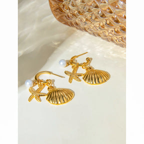 Waterproof Gold Shell Earrings