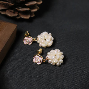 Flower Earrings With Pearl