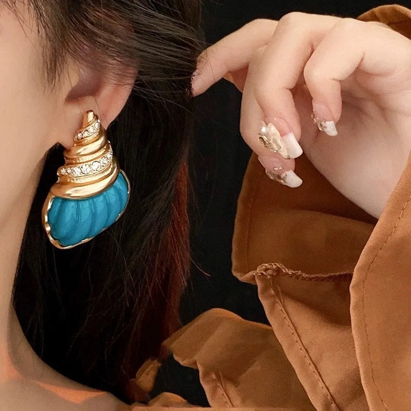 Blue Conch Earrings