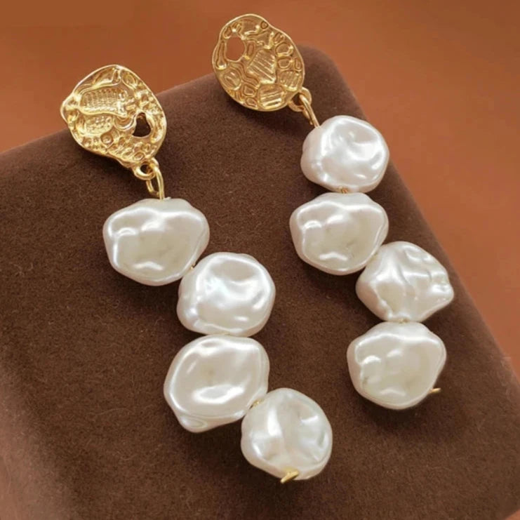 Long Style Pearl Earrings