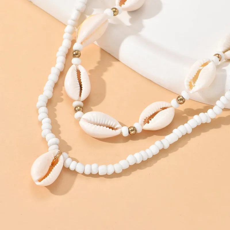 Layered Cowrie Shell Choker