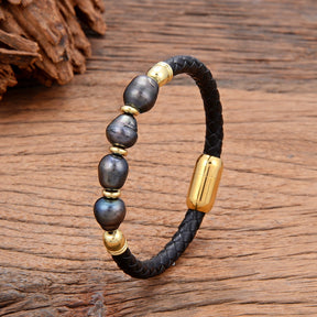 Leather Pearl Bracelet