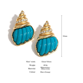 Blue Conch Earrings