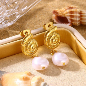 Gold Conch Stud Earrings