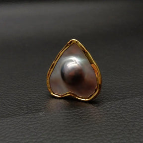 Heart-Shaped Pearl Ring