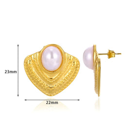 Gold Conch Stud Earrings