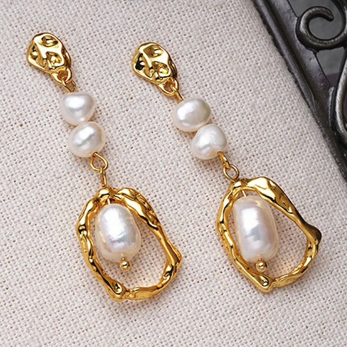 Long Stud Pearl Earrings