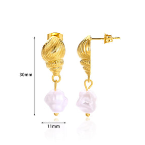 Gold Conch Stud Earrings