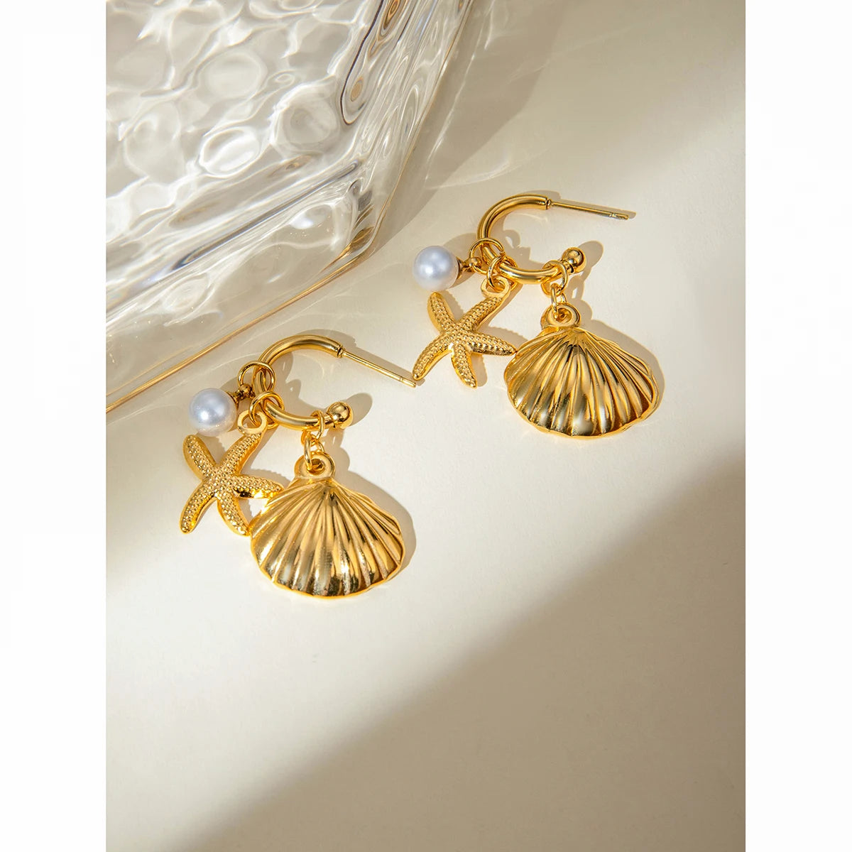 Waterproof Gold Shell Earrings