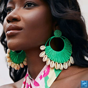 Large Boho Cowrie Shell Earrings