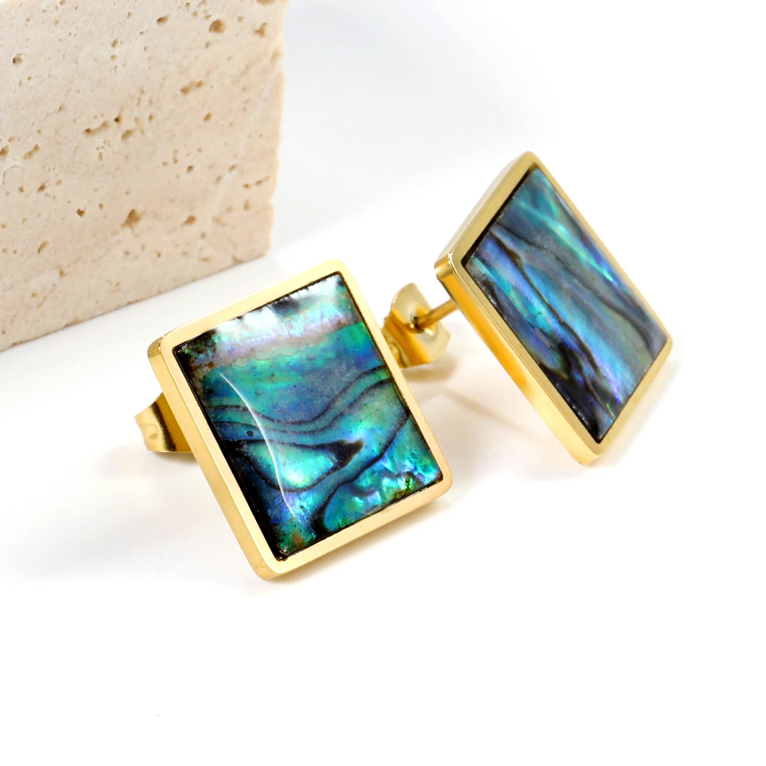 Abalone Shell Earrings Square