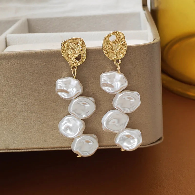 Long Style Pearl Earrings