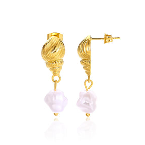 Gold Conch Stud Earrings