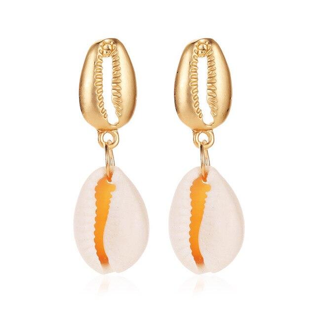 Cowrie Shell Gold Earrings