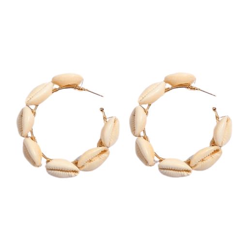 Seashell Earrings Cowrie Hoops