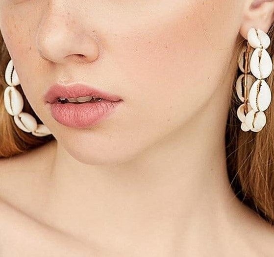 Seashell Earrings Cowrie Hoops