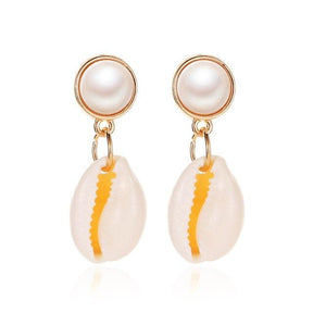 Earrings with Pearls and Cowries
